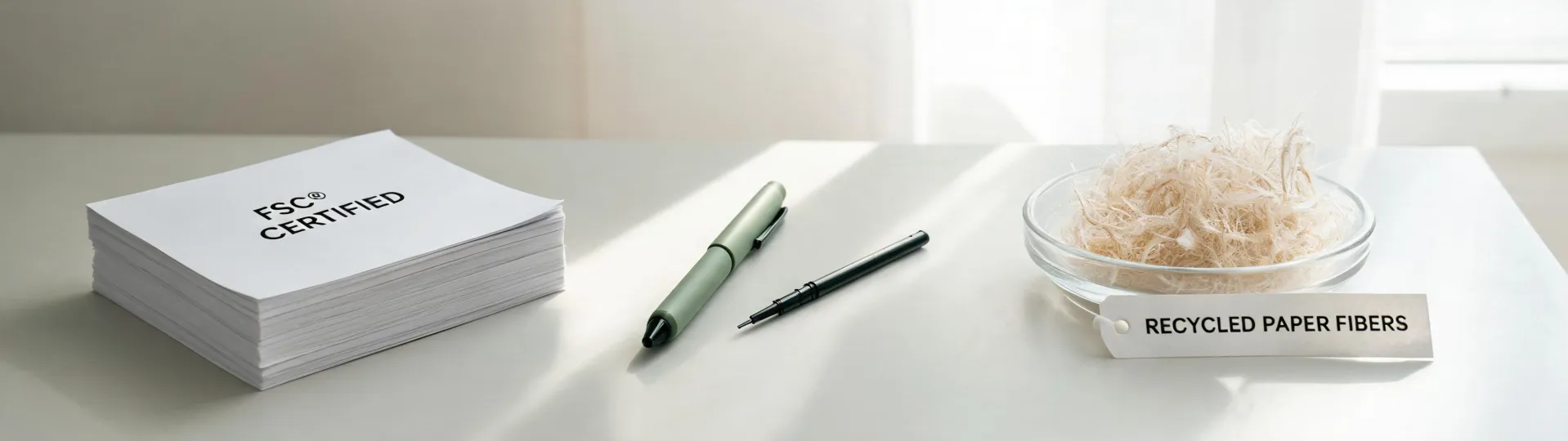 Responsible paper sourcing and reusable writing tools